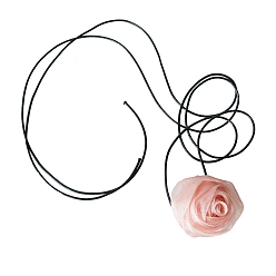 Light Salmon Cloth Choker Necklaces, Rose Flower, Light Salmon, 5.51 inch(14cm)