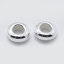 Серебро 925 стерлингов серебряные шарики Spacer, рондель, серебряные, 7x2.5 мм, отверстие : 3.5 мм