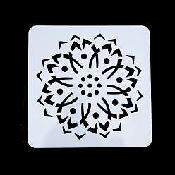 White Flower Pattern Eco-Friendly PET Plastic Hollow Painting Silhouette Stencil, DIY Drawing Template Graffiti Stencils, White, 13x13cm