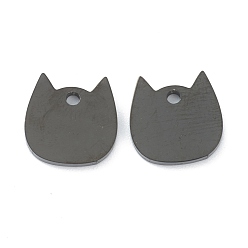 Черный Цвет Металла 304 подвески из нержавеющей стали для лазерной резки, штамповка пустой метки, голова кошки , металлический черный , 11.5x11.5x1.5 мм, отверстие : 1.6 мм