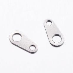 Stainless Steel Color 304 Stainless Steel Chain Tabs, Chain Extender Connectors, Teardrop, Stainless Steel Color, 6x3x0.3mm, Hole: 1mm & 2mm
