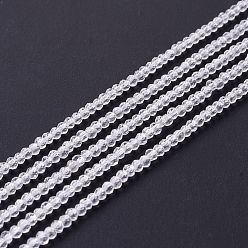 Clear Transparent Glass Beads Strands, Faceted, Round, Clear, 2mm, Hole: 0.6mm, about 182~201pcs/strand, 14.57~15.24 inch((37~38.7cm)