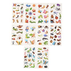 Mixed Color Cartoon Body Art Tattoos, Temporary Tattoos Paper Stickers, Insect, Mixed Color, 12x6.8x0.025cm, Stickers: 10~38x10~37mm, 10sheets/set