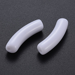 Ivoire Perles acryliques opaques, tube incurvé, blanc crème, 32x9.5x8mm, Trou: 1.8mm, environ330 pcs / 500 g