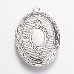 Платина Подвески латуни медальон, овальные, платина, 33.5x23.5x5 мм, отверстие : 1.5 мм