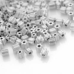 Silver Plated Grade A Glass Seed Beads, Flower, Silver Plated, 3.5x3.5~4mm, Hole: 1mm