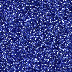 Aciano Azul 8/0 calificar unas cuentas redondas de semillas de vidrio, plata forrada, azul aciano, 8/0, 3x2 mm, agujero: 1 mm, sobre 10000 unidades / libra