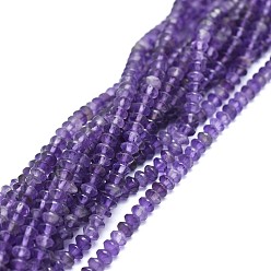 Amethyst Natural Amethyst Beads Strands, Faceted, Rondelle, 3.5x2.5mm, Hole: 0.7mm, about 142pcs/strand, 15.3 inch(39cm)