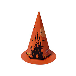 Замок Хэллоуин коробки из крафт-бумаги, коробки конфет, шляпа ведьмы, темно-оранжевый, образец замка, 7x14.5 см