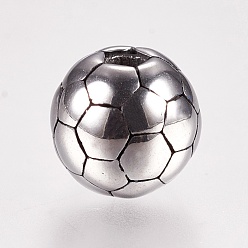 Antique Silver 304 Stainless Steel Beads, FootBall/Soccer Ball, Antique Silver, 8mm, Hole: 2mm