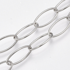 Stainless Steel Color 304 Stainless Steel Cable Chains, Soldered, Oval, Stainless Steel Color, 20x10x1mm