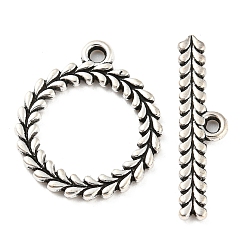 Antique Silver Tibetan Style Alloy Toggle Clasp, Cadmium Free & Lead Free, Ring, Antique Silver, Ring: 17x15x1.5mm, Hole: 1.4mm, Bar: 20x5x1mm, Hole: 1.2mm, about 990pcs/1000g
