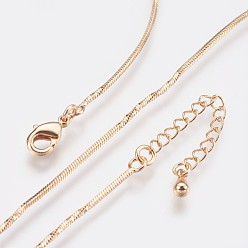 Real 18K Gold Plated Long-Lasting Plated Brass Chain Necklaces, with Lobster Claw Clasp, Nickel Free, Real 18K Gold Plated, 17.7 inch (45cm), 1mm