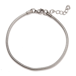 Stainless Steel Color 304 Stainless Steel Bracelets, Stainless Steel Color, 8 inch(20.2cm)