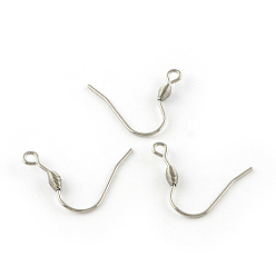 Stainless Steel Color 201 Stainless Steel Earring Hooks, with Horizontal Loop, Stainless Steel Color, 20x20x0.8mm, Hole: 2mm, 20 Gauge, Pin: 0.8mm