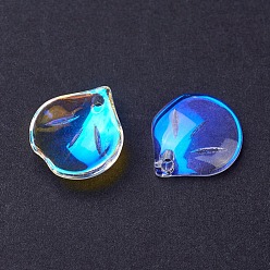 Clear AB Electroplate Glass Pendants, AB Color Plated, Petal, Clear AB, 15.5x13.5x4mm, Hole: 1.4mm