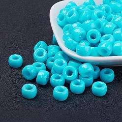 Bleu Ciel Perles européennes opaques acrylique, baril, bleu ciel, 9x6mm, trou: 4 mm, environ 1900 pcs / 500 g