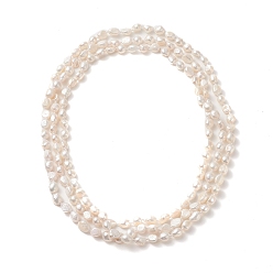 Color de la concha Collar de perlas naturales con cuentas 3 capa para mujer, color de concha, 62.99 pulgada (160 cm)
