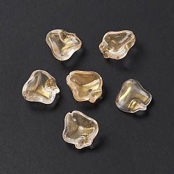 Oro Transparentes pintados con spray colgantes de cristal, encantos de forma de pétalo, oro, 15.5~16x15~15.5x6.5~7 mm, agujero: 1.2 mm