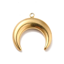 Real 18K Gold Plated Ion Plating(IP) 304 Stainless Steel Pendants, Double Horn/Crescent Moon, Real 18K Gold Plated, 18x18.5x3.5mm, Hole: 1.5mm