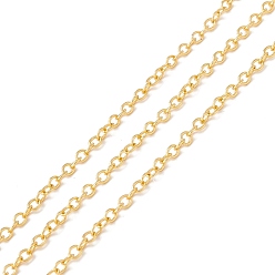 Real 18K Gold Plated Brass Cable Chains, Long-Lasting Plated, Soldered, with Spool, Cadmium Free & Lead Free, Real 18K Gold Plated, 2.5x2x0.4mm