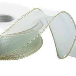 Темный Морско-зеленый Полиэстер органза лента, для упаковки подарков, изготовление галстука-бабочки, плоский, темно-зеленый, 1-5/8 дюйм (40 мм), около 9.84 ярдов (9 м) / рулон
