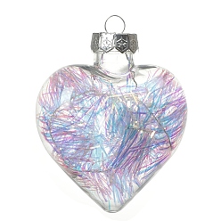 Heart Transparent Plastic Fillable Ball Pendants Decorations, Christmas Tree Hanging Ornament, Heart, 110x88x57mm