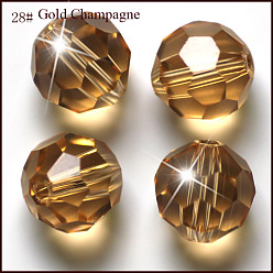 Verge D'or Foncé Imitations de perles de cristal autrichien, grade de aaa, à facettes (32 facettes), ronde, verge d'or noir, 4mm, Trou: 0.7~0.9mm