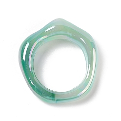 Verdemar Medio Anillos de enlace de acrílico opacos, anillo irregular, color de ab chapado, verde mar medio, 25x25.5x5.5 mm, diámetro interior: 16 mm
