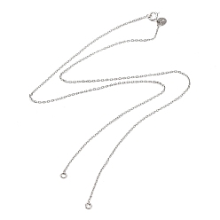 Real Platinum Plated Rhodium Plated 925 Sterling Silver Cable Chains Necklace Makings, for Name Necklaces Making, with Spring Ring Clasps & S925 Stamp, Real Platinum Plated, 17-5/8 inch(44.8cm)