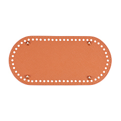 Chocolat Cuir ovale bas long pour sac à tricoter, accessoires de bricolage fait main, chocolat, 25x12x1.1 cm, trou: 0.5 cm