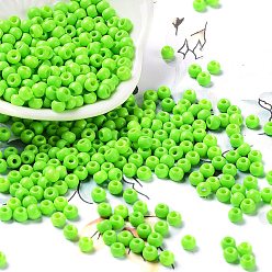 Pelouse Verte Cuisson de peinture perles de rocaille en verre, ronde, pelouse verte, 4x3mm, Trou: 1.2mm, environ 7650 pcs / livre