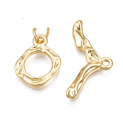 Real 18K Gold Plated Brass Toggle Clasps, Cadmium Free & Nickel Free & Lead Free, Ring, Real 18K Gold Plated, 29.5mm long, Bar: 12x25x2mm, hole: 1.6mm, Jump Ring: 5x1mm, Inner Diameter: 3mm, Ring: 16.5x13x2mm, Hole: 1.5mm