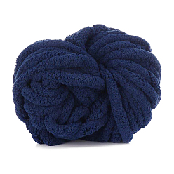 Prussian Blue Polyester Wool Jumbo Chenille Yarn, Premium Soft Giant Bulky Chunky Arm Hand Finger Knitting Yarn, for Handmade Braided Knot Pillow Throw Blanket, Prussian Blue, 20mm, about 27m/roll