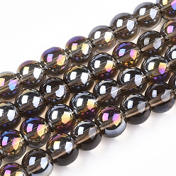 Gris Plaquent verre transparent perles brins, de couleur plaquée ab , ronde, grises , 6~6.5mm, Trou: 1.4mm, Environ 67~70 pcs/chapelet, 14.76 pouces ~ 15.16 pouces (37.5~38.5 cm)