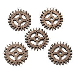 Camel Walnut Wood Pendants, Gear Charm, Camel, 24x2.5mm, Hole: 0.9mm, Inner Diameter: 2mm