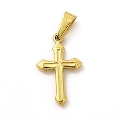 Golden Vacuum Plating 201 Stainless Steel Pendants, Cross Charms, Golden, 19x11.5x2mm, Hole: 6x2.5mm