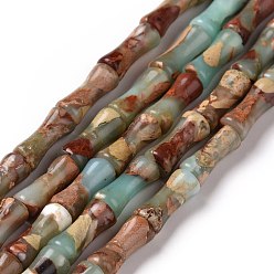 Аква Терра Яшма Натуральные бусины из аква терра яшмы, колонна в форме бамбука, 12x4~5 мм, отверстие : 1 мм, около 34 шт / нитка, 15.71~ 15.79 дюйм (39.9~40.1 см)