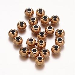 Golden Ion Plating(IP) 304 Stainless Steel Beads, Round, Golden, 6mm, Hole: 2.2mm