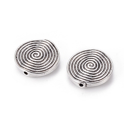 Antique Silver Tibetan Style Alloy Beads, Lead Free & Cadmium Free, Flat Round, Antique Silver, 18x3.2mm, Hole: 1.5mm