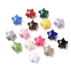 Couleur Mélangete Perles acryliques opaques, étoiles, couleur mixte, 11x11.5x7mm, Trou: 2mm, environ1245 pcs / 500 g