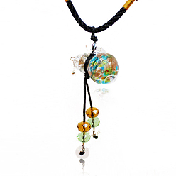 Colorful Lampwork Perfume Bottle Pendant Necklace with Polyester Chains and Plastic Dropper, Colorful, 11.42~14.96 inch(29~38cm)