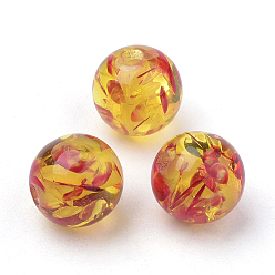 Or Perles rondes en résine, or, imitation style ambre, environ 16 mm de diamètre, Trou: 3mm