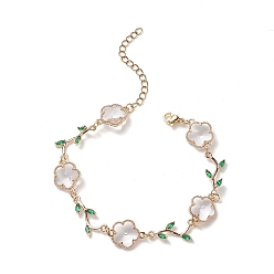 Doré  Bracelet chaîne à maillons fleur de vie en verre avec zircone cubique, bijoux en laiton pour femmes, or, 7-1/8 pouce (18 cm)