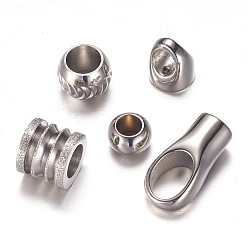 Color de Acero Inoxidable 201 de acero inoxidable perlas espaciadoras, anillo, color acero inoxidable, 6x2 mm, agujero: 4 mm