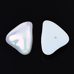 Ivoire Perles d'imitation en plastique abs galvanisées, triangle, la moitié foré, blanc crème, 17x22.5x6mm, demi-trou: 1.2 mm