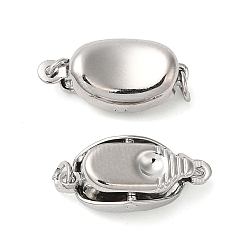Real Platinum Plated Brass Box Clasps, 1-Strand, 2-Hole, Oval, Nickel Free, Real Platinum Plated, 7.8x17x5.7mm, Hole: 1mm