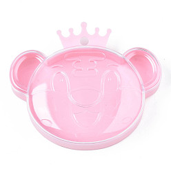 Pink Polystyrene Plastic Bead Containers, Candy Treat Gift Box, for Wedding Party Packing Box, Tiger with Crown, Pink, 10.5x12.4x3.2cm, Hole: 7mm, compartment: 79x119mm