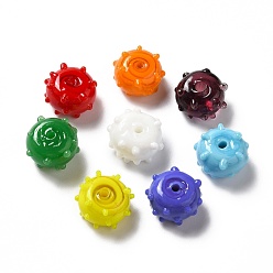 Mixed Color Handmade Bumpy Lampwork Beads, Round, Mixed Color, 12x13x8mm, Hole: 1.6mm