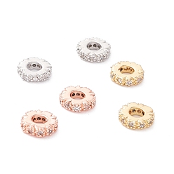 Mixed Color Brass Micro Pave Clear Cubic Zirconia Beads, Long-Lasting Plated, Cadmium Free & Lead Free, Flat Round, Mixed Color, 6x1.5mm, Hole: 2mm